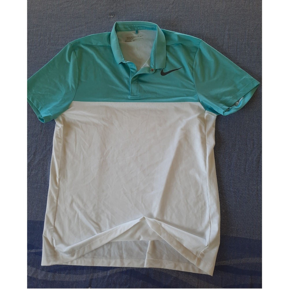 Nike Golf Modern Fit Dri-FIT Polo Shirt Mens Large Teal White 833157-432